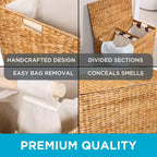 BirdRock Home Water Hyacinth Laundry Hamper Divided