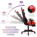 Chaise de massage gaming Costway inclinable avec support lombaire massant et repose-pieds