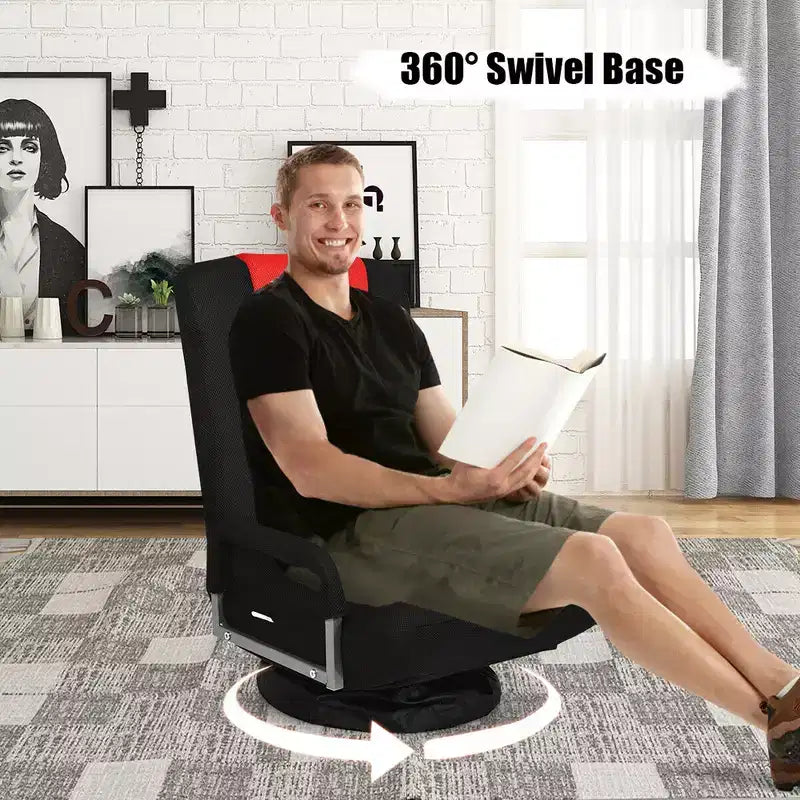 Costway 360-Degree Swivel Gaming Floor Chair with Foldable Adjustable Backrest