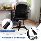 Costway Fauteuil de bureau ergonomique à dossier mi-hauteur pivotant pour ordinateur, neuf