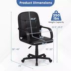 Costway Fauteuil de bureau ergonomique à dossier mi-hauteur pivotant pour ordinateur, neuf