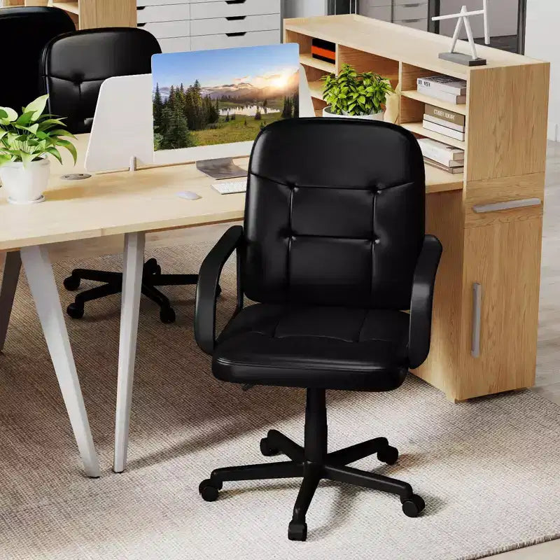 Costway Fauteuil de bureau ergonomique à dossier mi-hauteur pivotant pour ordinateur, neuf