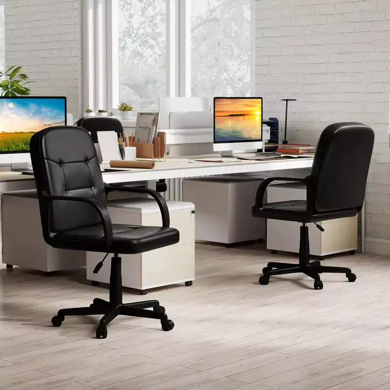 Costway Fauteuil de bureau ergonomique à dossier mi-hauteur pivotant pour ordinateur, neuf