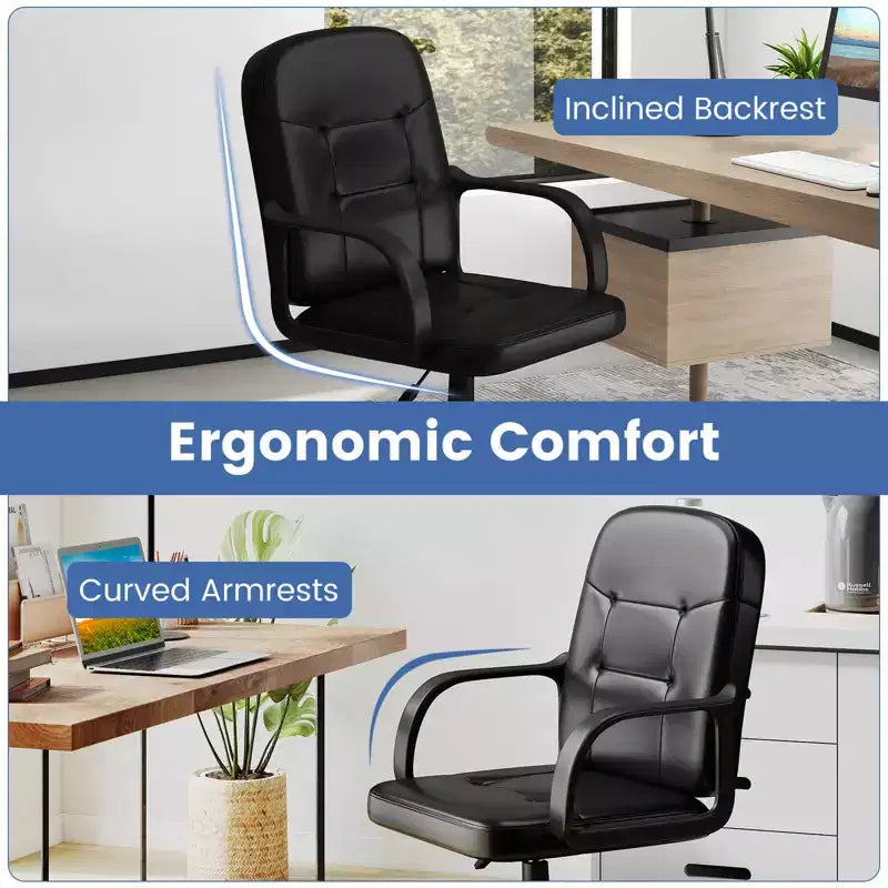Costway Fauteuil de bureau ergonomique à dossier mi-hauteur pivotant pour ordinateur, neuf