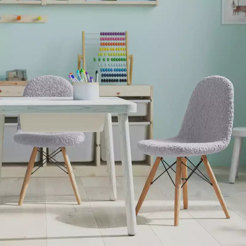 Merrick Lane Lot de 2 fauteuils d'appoint en fausse peau de mouton Lyon pour enfants, fauteuil d'appoint moderne pour chambre, entrée et salon