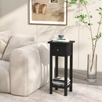Costway 2PCS Solid Wood Side Table Telephone Table with Drawer & Open Shelf for Living Room