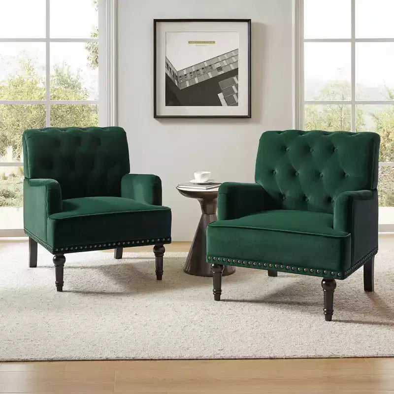 Lot de 2 fauteuils Bonifacio avec garniture cloutée | Karat Home