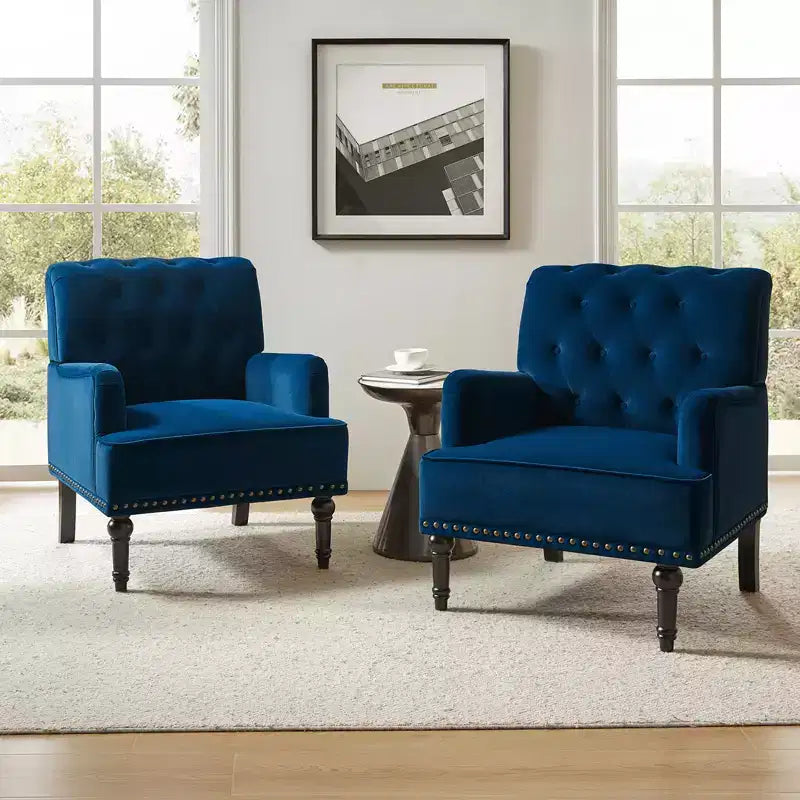 Lot de 2 fauteuils Bonifacio avec garniture cloutée | Karat Home