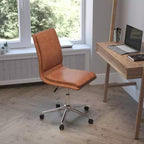 Chaise de bureau pivotante sans accoudoirs Madigan de Flash Furniture, dossier mi-hauteur, rembourrée avec base métallique réglable