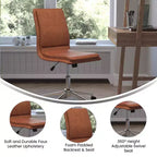 Chaise de bureau pivotante sans accoudoirs Madigan de Flash Furniture, dossier mi-hauteur, rembourrée avec base métallique réglable