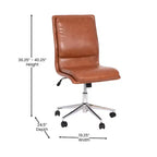 Chaise de bureau pivotante sans accoudoirs Madigan de Flash Furniture, dossier mi-hauteur, rembourrée avec base métallique réglable