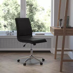 Chaise de bureau pivotante sans accoudoirs Madigan de Flash Furniture, dossier mi-hauteur, rembourrée avec base métallique réglable