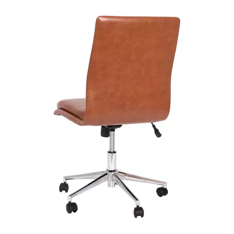 Chaise de bureau pivotante sans accoudoirs Madigan de Flash Furniture, dossier mi-hauteur, rembourrée avec base métallique réglable