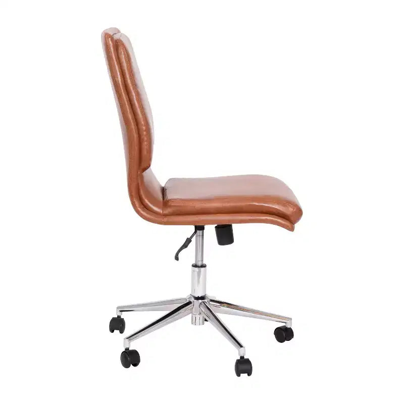 Chaise de bureau pivotante sans accoudoirs Madigan de Flash Furniture, dossier mi-hauteur, rembourrée avec base métallique réglable