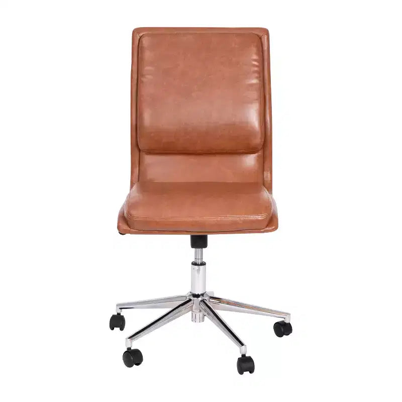 Chaise de bureau pivotante sans accoudoirs Madigan de Flash Furniture, dossier mi-hauteur, rembourrée avec base métallique réglable