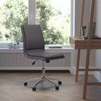 Chaise de bureau pivotante sans accoudoirs Madigan de Flash Furniture, dossier mi-hauteur, rembourrée avec base métallique réglable