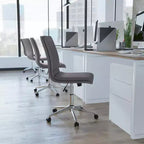 Chaise de bureau pivotante sans accoudoirs Madigan de Flash Furniture, dossier mi-hauteur, rembourrée avec base métallique réglable