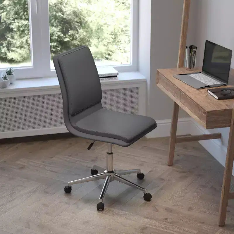 Chaise de bureau pivotante sans accoudoirs Madigan de Flash Furniture, dossier mi-hauteur, rembourrée avec base métallique réglable