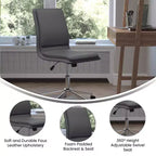 Chaise de bureau pivotante sans accoudoirs Madigan de Flash Furniture, dossier mi-hauteur, rembourrée avec base métallique réglable