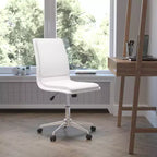 Chaise de bureau pivotante sans accoudoirs Madigan de Flash Furniture, dossier mi-hauteur, rembourrée avec base métallique réglable