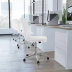 Chaise de bureau pivotante sans accoudoirs Madigan de Flash Furniture, dossier mi-hauteur, rembourrée avec base métallique réglable