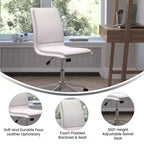Chaise de bureau pivotante sans accoudoirs Madigan de Flash Furniture, dossier mi-hauteur, rembourrée avec base métallique réglable