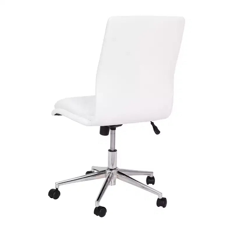 Chaise de bureau pivotante sans accoudoirs Madigan de Flash Furniture, dossier mi-hauteur, rembourrée avec base métallique réglable