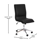 Chaise de bureau pivotante sans accoudoirs Madigan de Flash Furniture, dossier mi-hauteur, rembourrée avec base métallique réglable