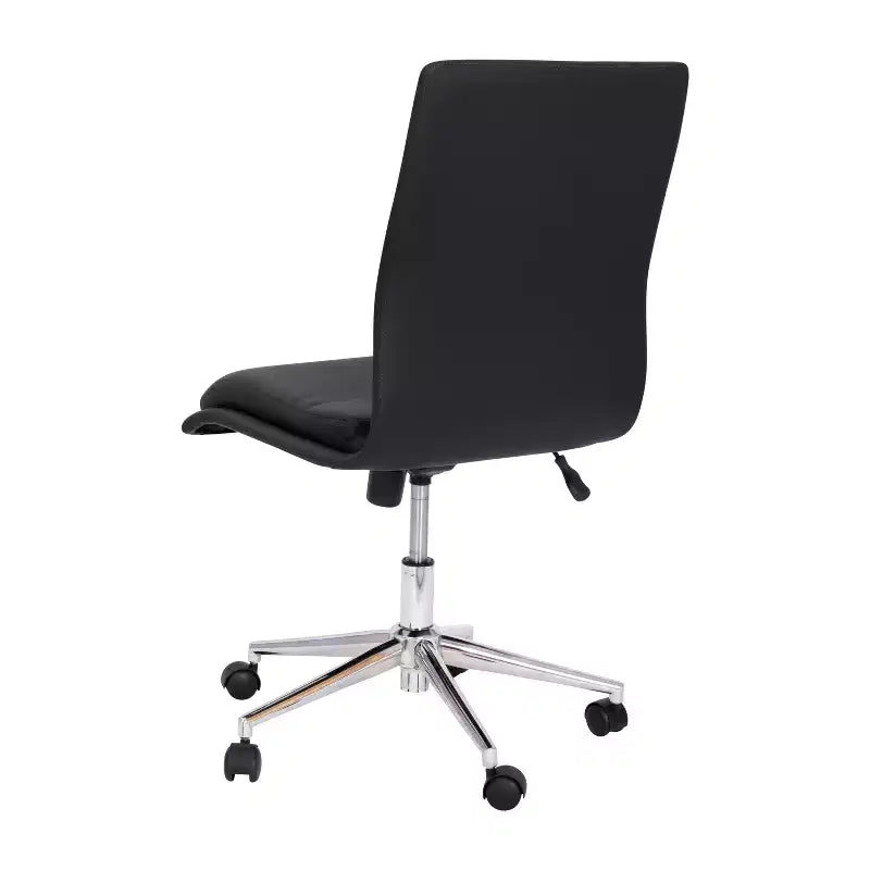 Chaise de bureau pivotante sans accoudoirs Madigan de Flash Furniture, dossier mi-hauteur, rembourrée avec base métallique réglable