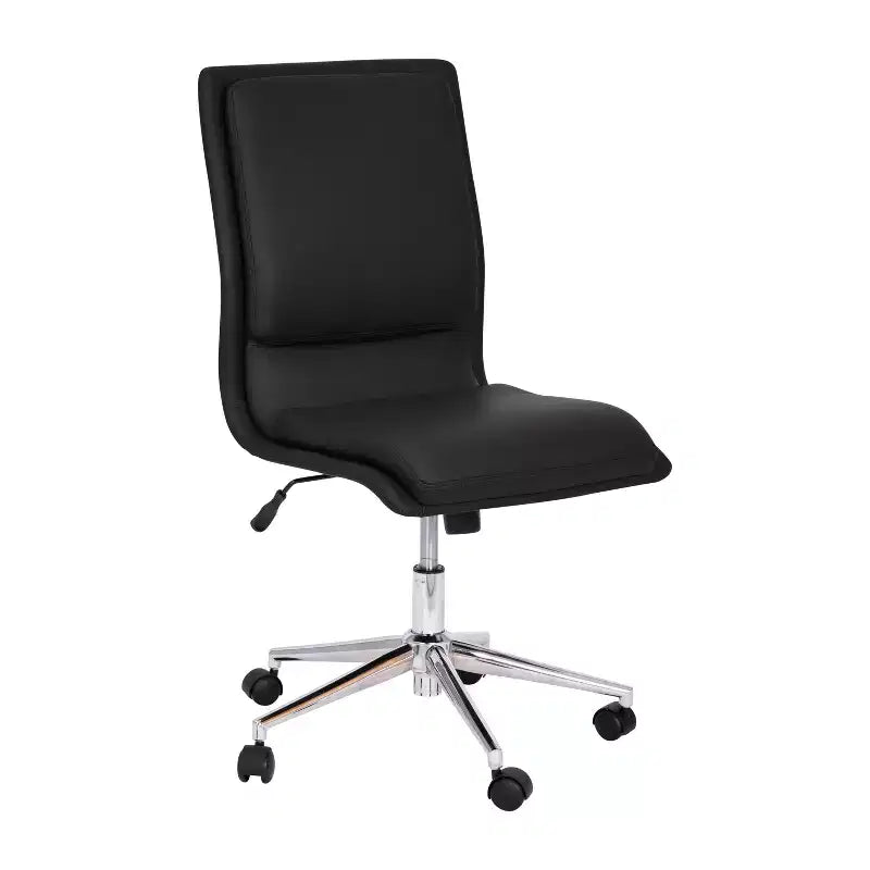 Chaise de bureau pivotante sans accoudoirs Madigan de Flash Furniture, dossier mi-hauteur, rembourrée avec base métallique réglable