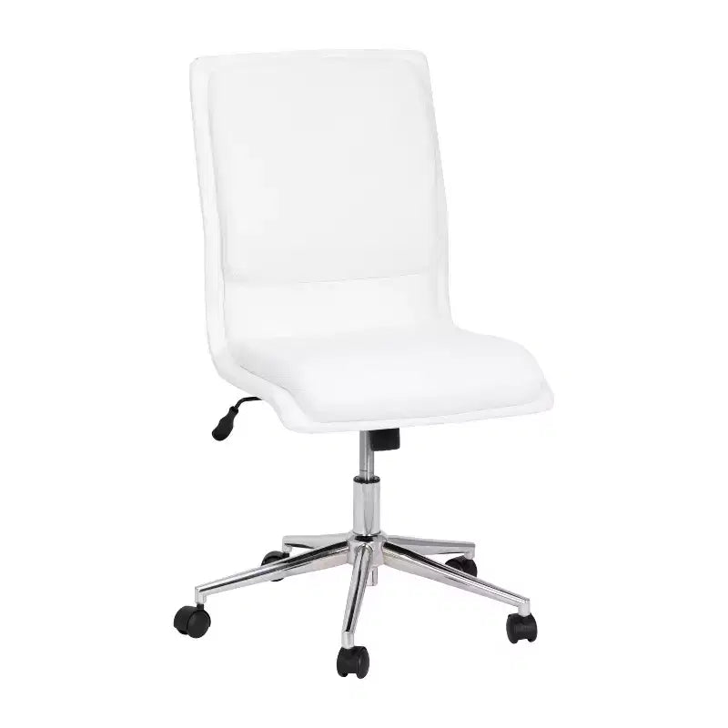 Chaise de bureau pivotante sans accoudoirs Madigan de Flash Furniture, dossier mi-hauteur, rembourrée avec base métallique réglable