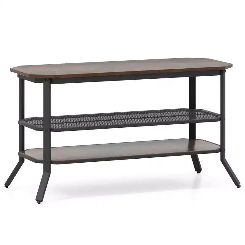 Costway TV Stand for 46 TVs with 2 Storage Shelves Tapered Metal Legs for Living Room