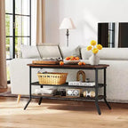Costway TV Stand for 46 TVs with 2 Storage Shelves Tapered Metal Legs for Living Room