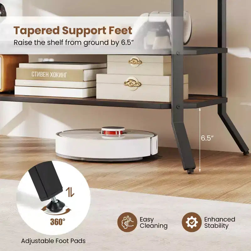 Costway TV Stand for 46 TVs with 2 Storage Shelves Tapered Metal Legs for Living Room