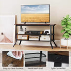 Costway TV Stand for 46 TVs with 2 Storage Shelves Tapered Metal Legs for Living Room
