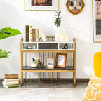 Costway Table Console avec Tiroir Étagère de Rangement Grand Plateau Moderne pour Entrée