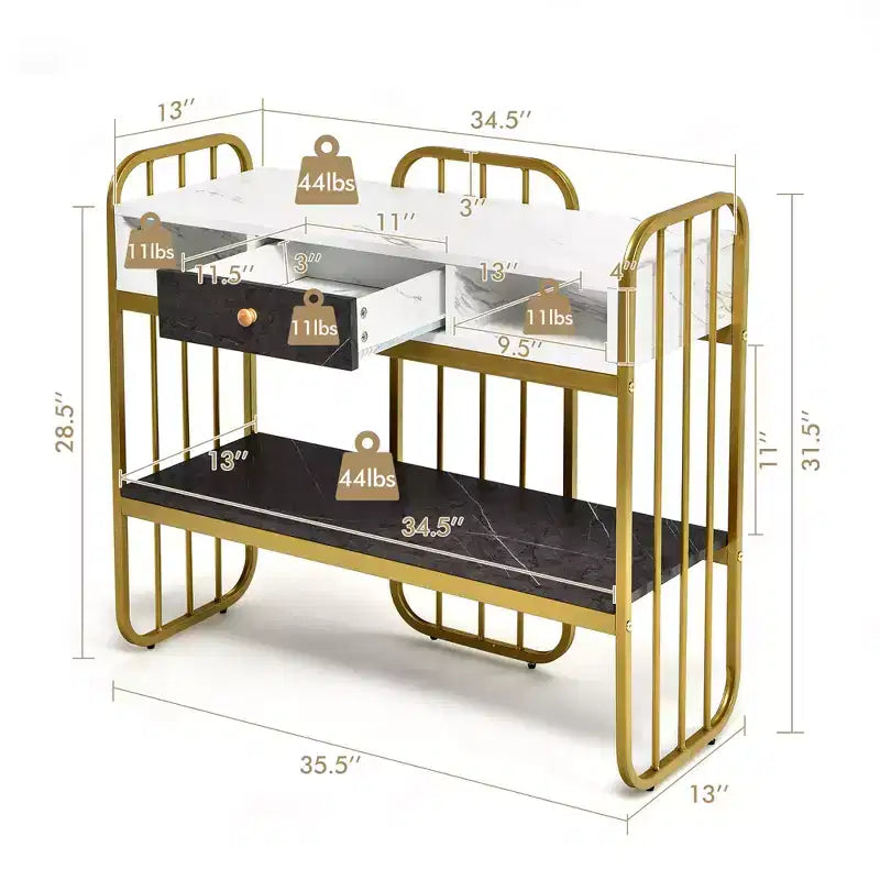 Costway Table Console avec Tiroir Étagère de Rangement Grand Plateau Moderne pour Entrée