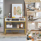 Costway Table Console avec Tiroir Étagère de Rangement Grand Plateau Moderne pour Entrée