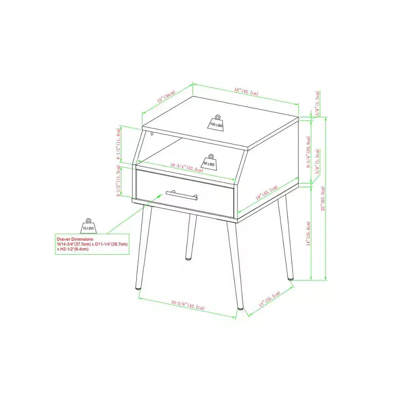 Table d'appoint inclinée moderne à 1 tiroir - Saracina Home