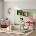 Qaba 4-Piece Kids Table Set with 2 Wooden Chairs, 1 Storage Bench, and Interesting Modern Design