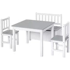 Qaba 4-Piece Kids Table Set with 2 Wooden Chairs, 1 Storage Bench, and Interesting Modern Design