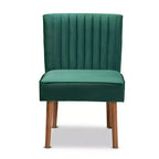 Chaise de salle à manger Alvis en velours capitonné et bois - Baxton Studio