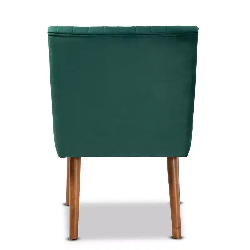Chaise de salle à manger Alvis en velours capitonné et bois - Baxton Studio