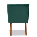 Chaise de salle à manger Alvis en velours capitonné et bois - Baxton Studio