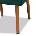 Chaise de salle à manger Alvis en velours capitonné et bois - Baxton Studio