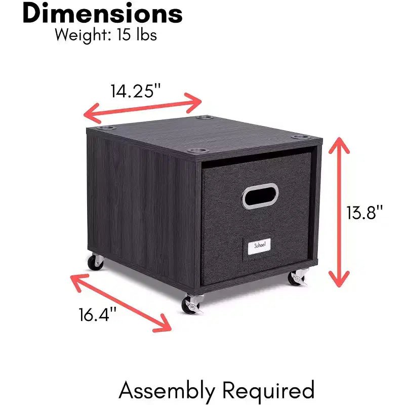 Meuble de rangement à roulettes BirdRock Home avec 1 tiroir latéral – Gris bois flotté
