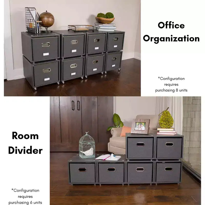 Meuble de rangement à roulettes BirdRock Home avec 1 tiroir latéral – Gris bois flotté