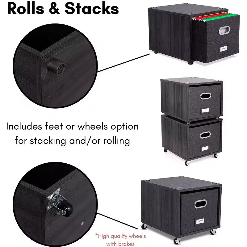 Meuble de rangement à roulettes BirdRock Home avec 1 tiroir latéral – Gris bois flotté
