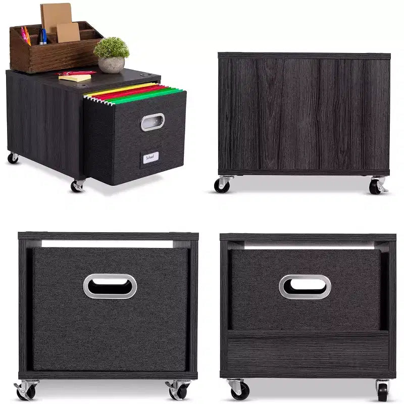 Meuble de rangement à roulettes BirdRock Home avec 1 tiroir latéral – Gris bois flotté