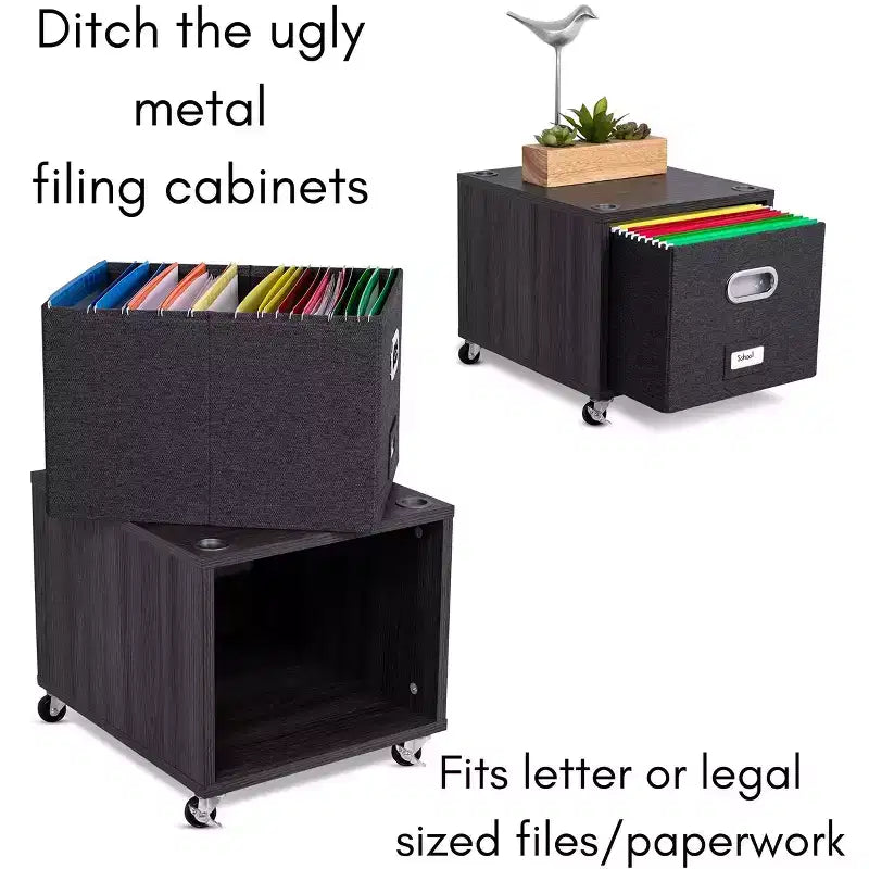 Meuble de rangement à roulettes BirdRock Home avec 1 tiroir latéral – Gris bois flotté